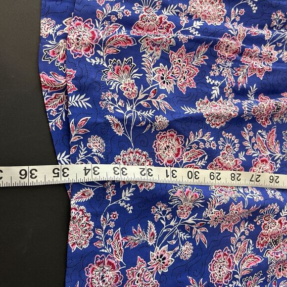 LOFT Dress Womens 12 Blue Floral Print Puff Sleeve Midi Scoop Neck​ - Picture 9 of 9